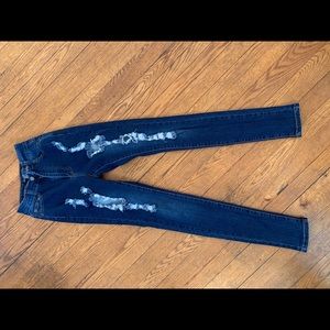 Fashion Nova Ripped Skinny Jean Size 1/2